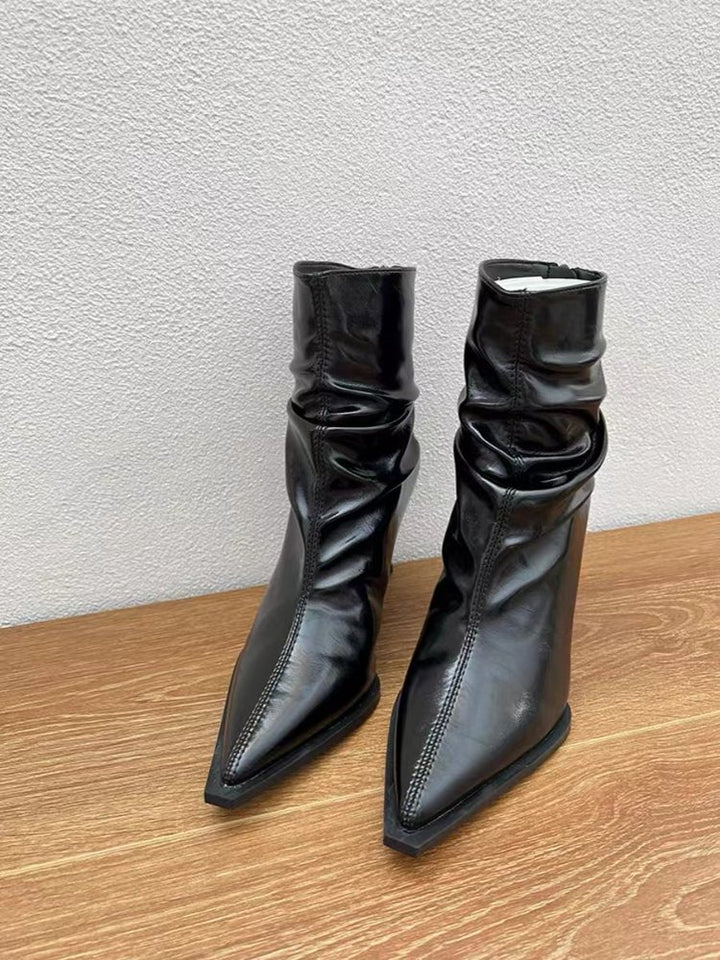 Damen elegante Stiefeletten mit spitzem Zehenbereich und lässigem Schlupfdesign Drune