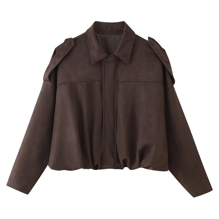 Damen Modische Oversize-Jacke aus weichem Wildlederimitat mit lässigem Schnitt Drune