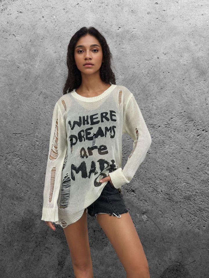Damen Sweatshirt mit auffälligem Schriftzug und lässigem Schnitt Drune