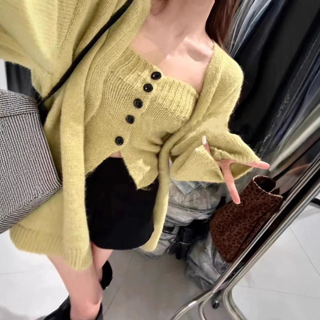 Damen Cardigan mit Knopf- und offenen Fronten Drune
