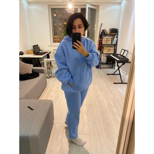 Damen Freizeit-Loungewear-Set mit gemütlichem Kapuzenpullover und bequemen Jogginghosen Drune