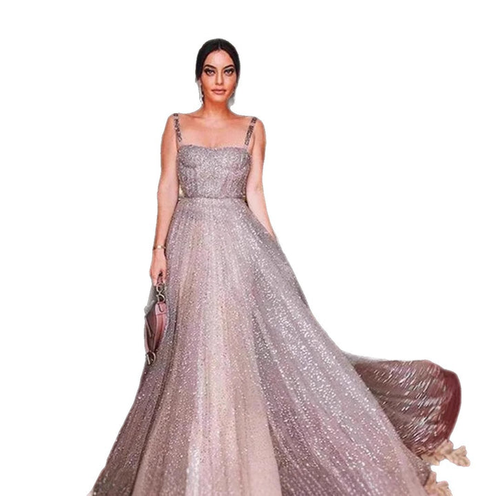 Damen Glitzerndes A-Linien Kleid mit Spaghetti-Trägern Drune
