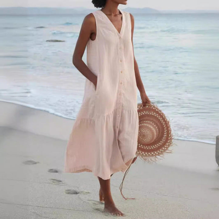 Damen Sommerliches Leinenkleid Drune