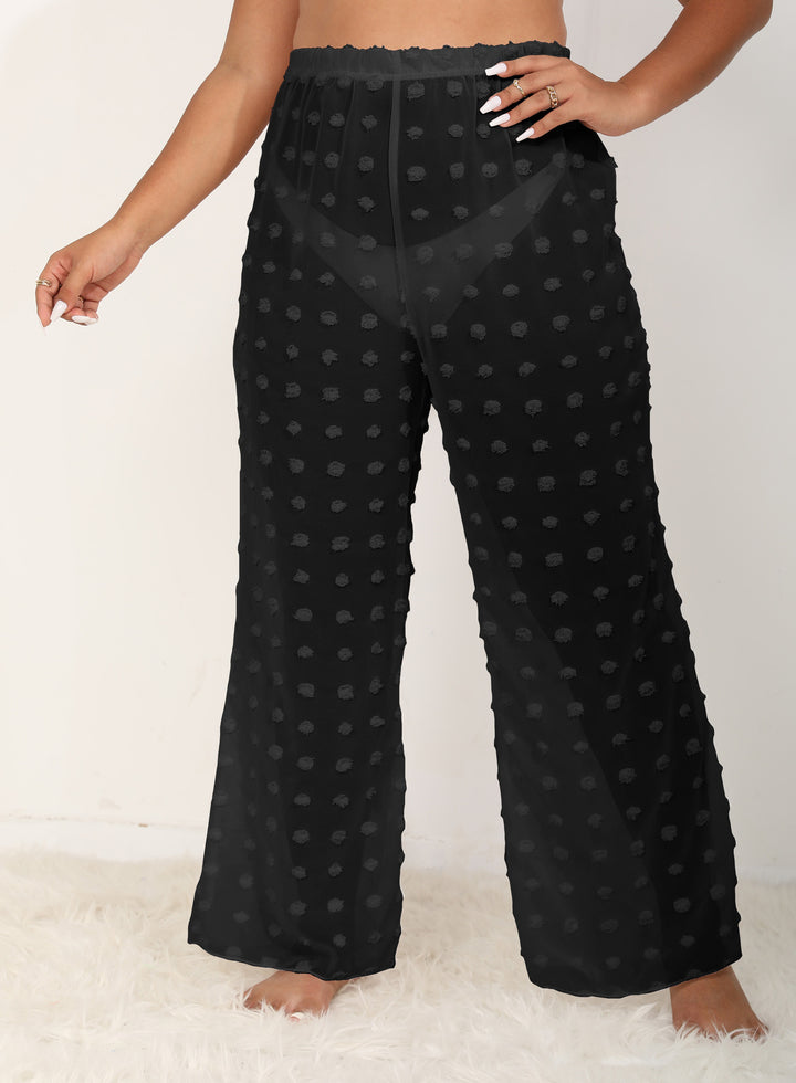 Damen luftige Strandhose mit voluminösen Pompom-Applikationen Drune
