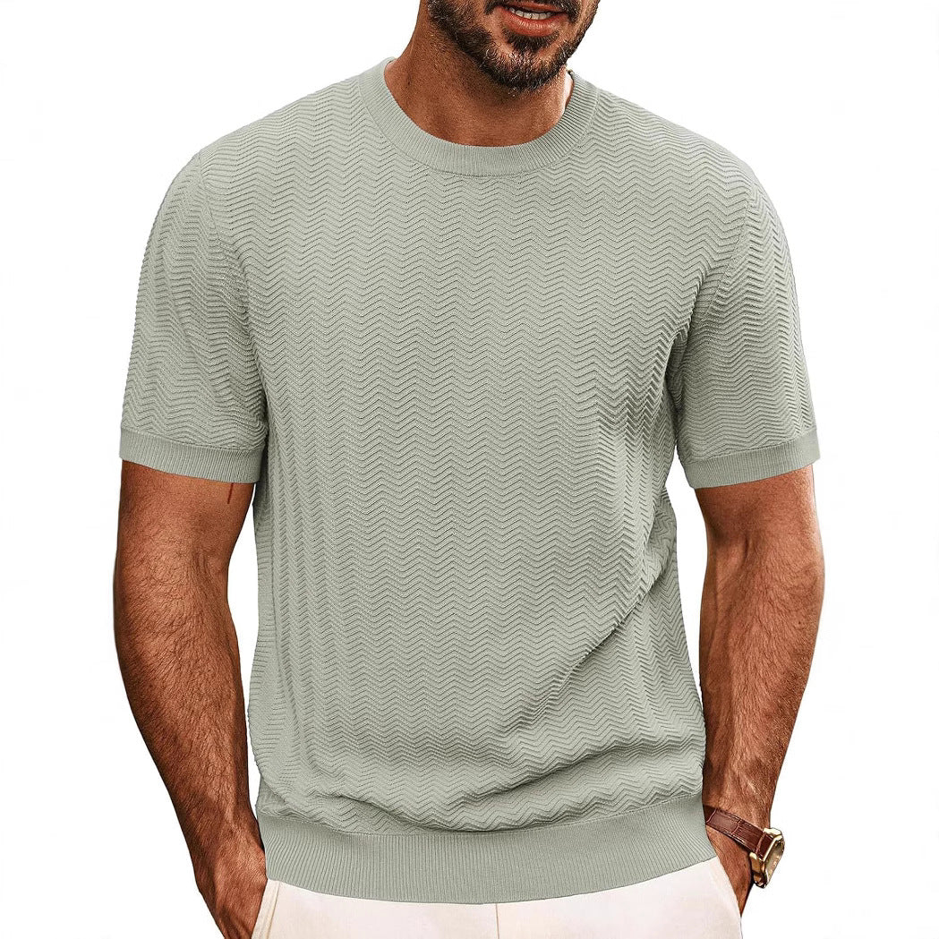 Herren strukturiertes Rundhals T-Shirt Drune