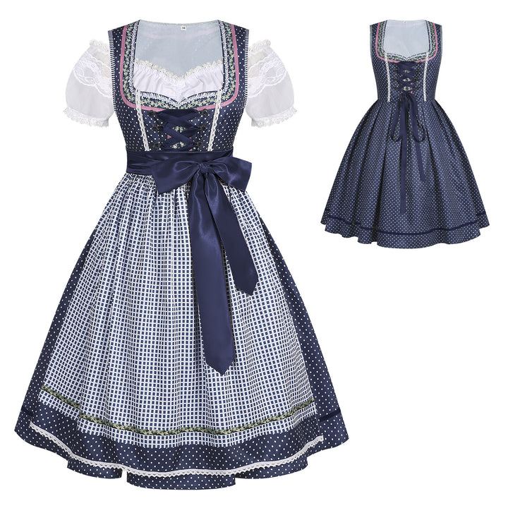 Damen nan traditionelles Trachten-Dirndl mit geschnürter Corsage, Spitzenärmeln und schwingendem Tellerrock Drune
