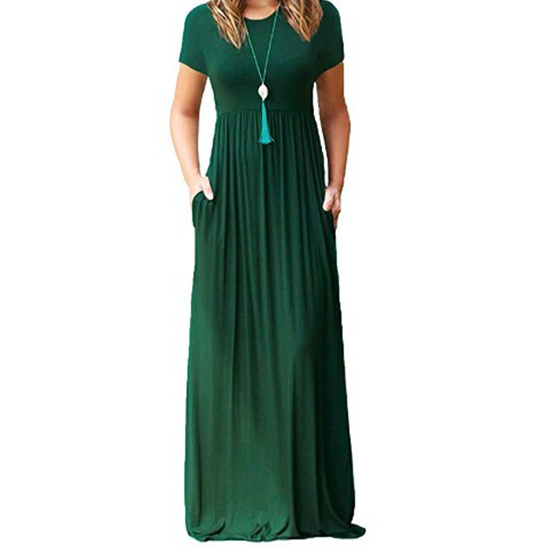 Damen Maxikleid mit tiefem Taillenbund und praktischen Taschen Drune