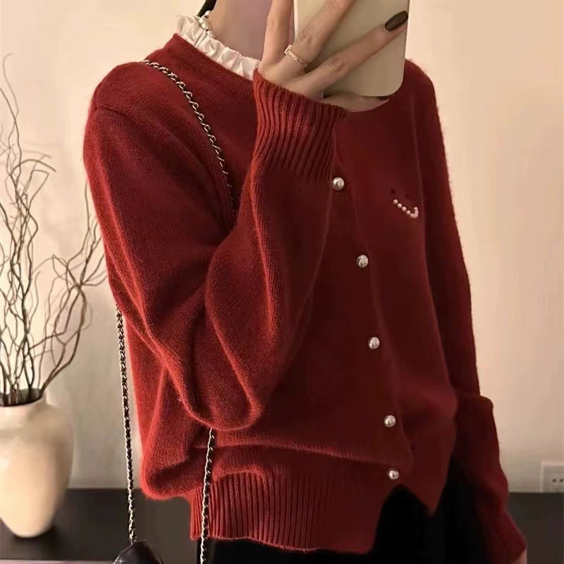 Damen Strickjacke mit Zierknöpfen und festlichem Design Drune
