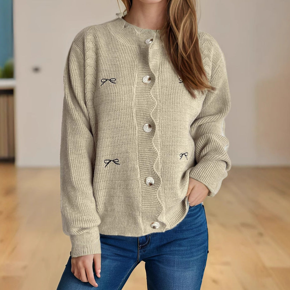 Damen Strickjacke mit verspieltem Knopf-Detail und schöner Struktur Drune