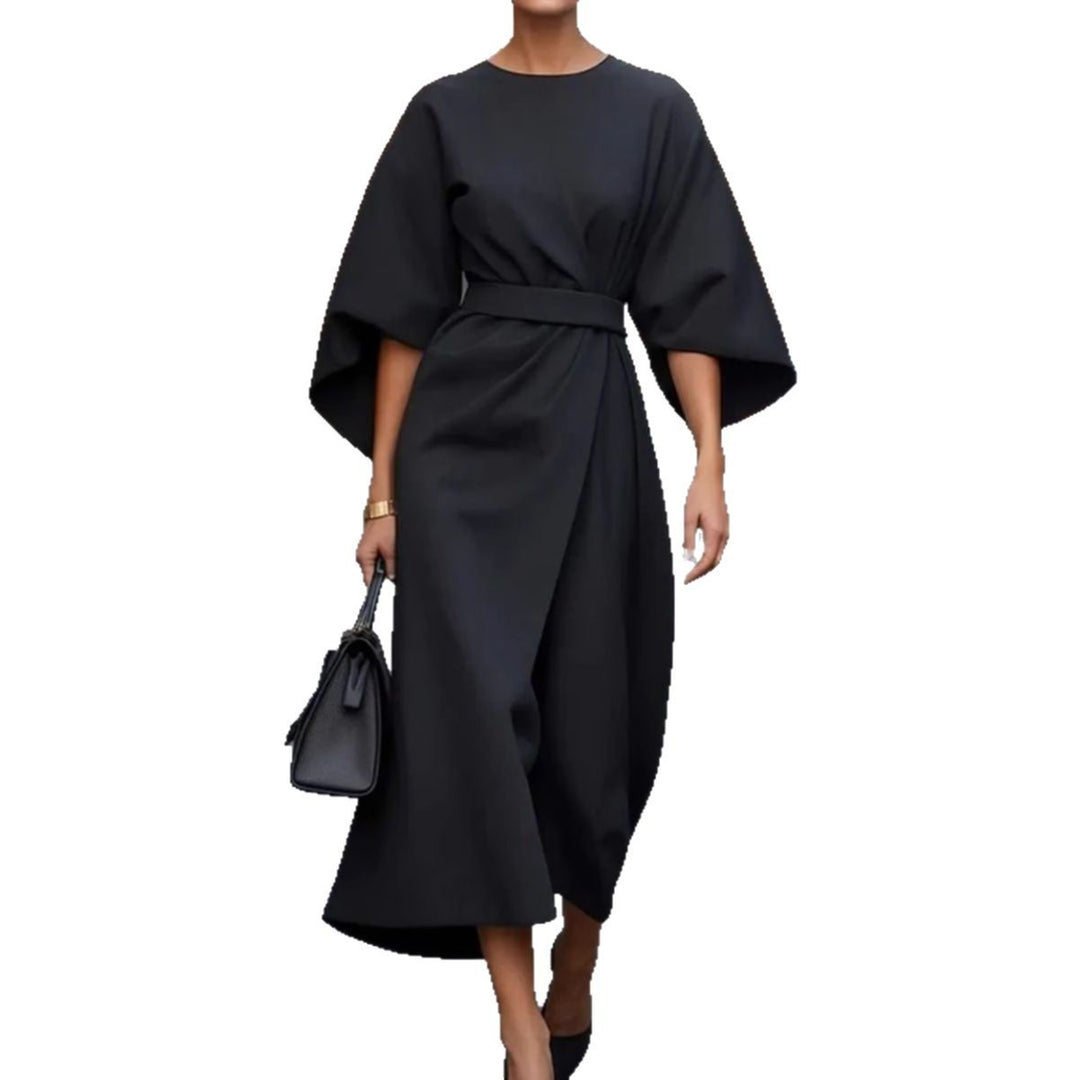 Damen Elegantes Maxikleid mit Puffärmeln und tailliertem Schnitt Drune
