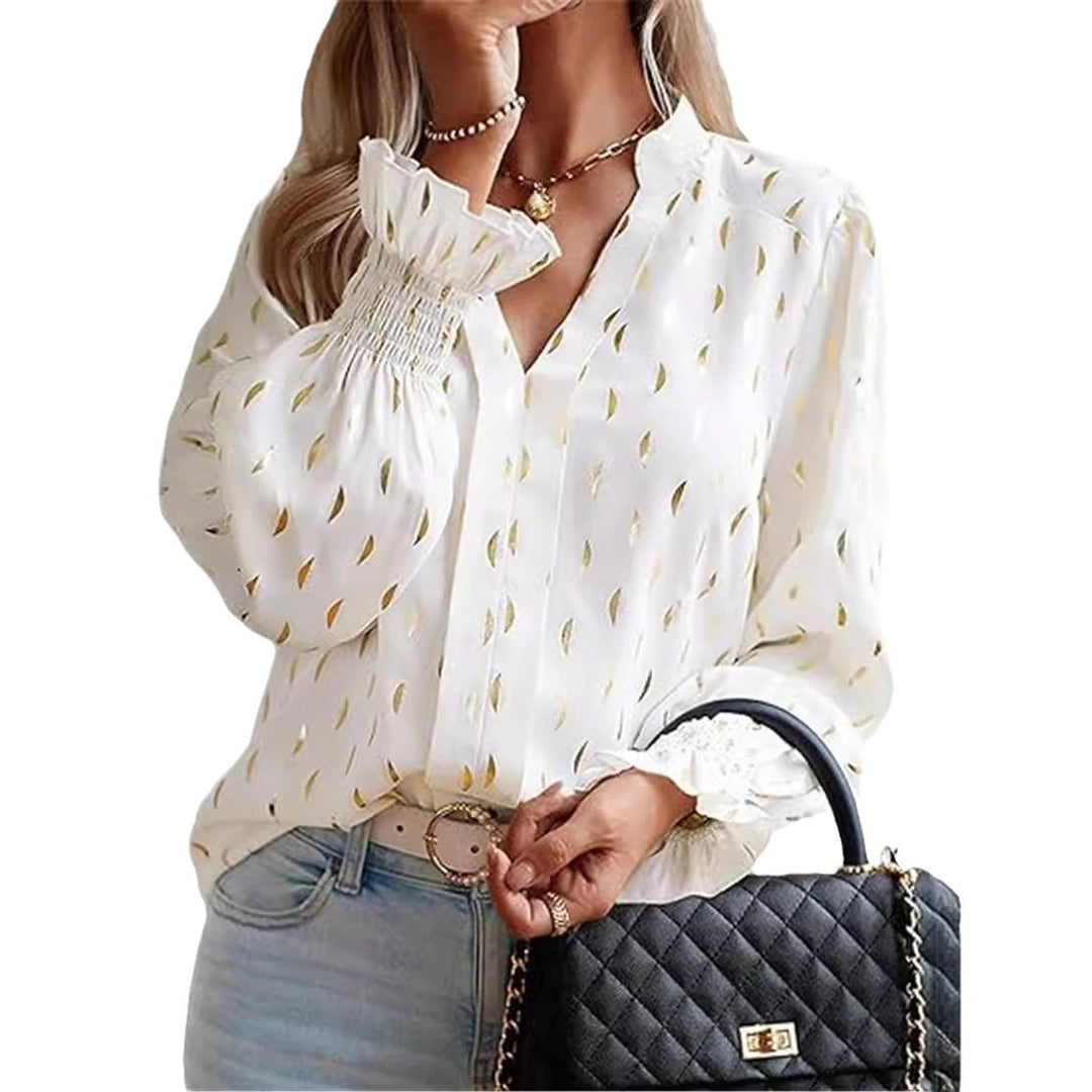 Damen elegante Bluse mit modischem Print Drune