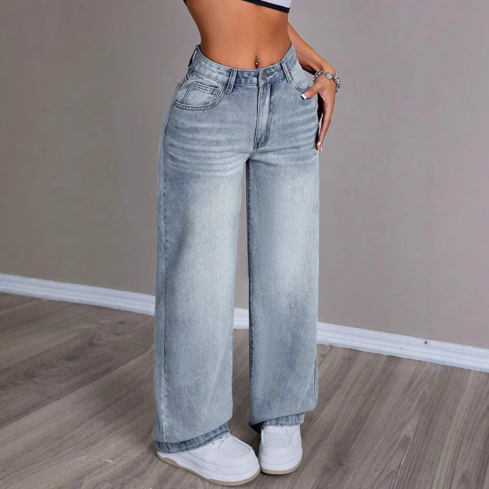 Damen Weite Jeanshose im Vintage-Stil Drune