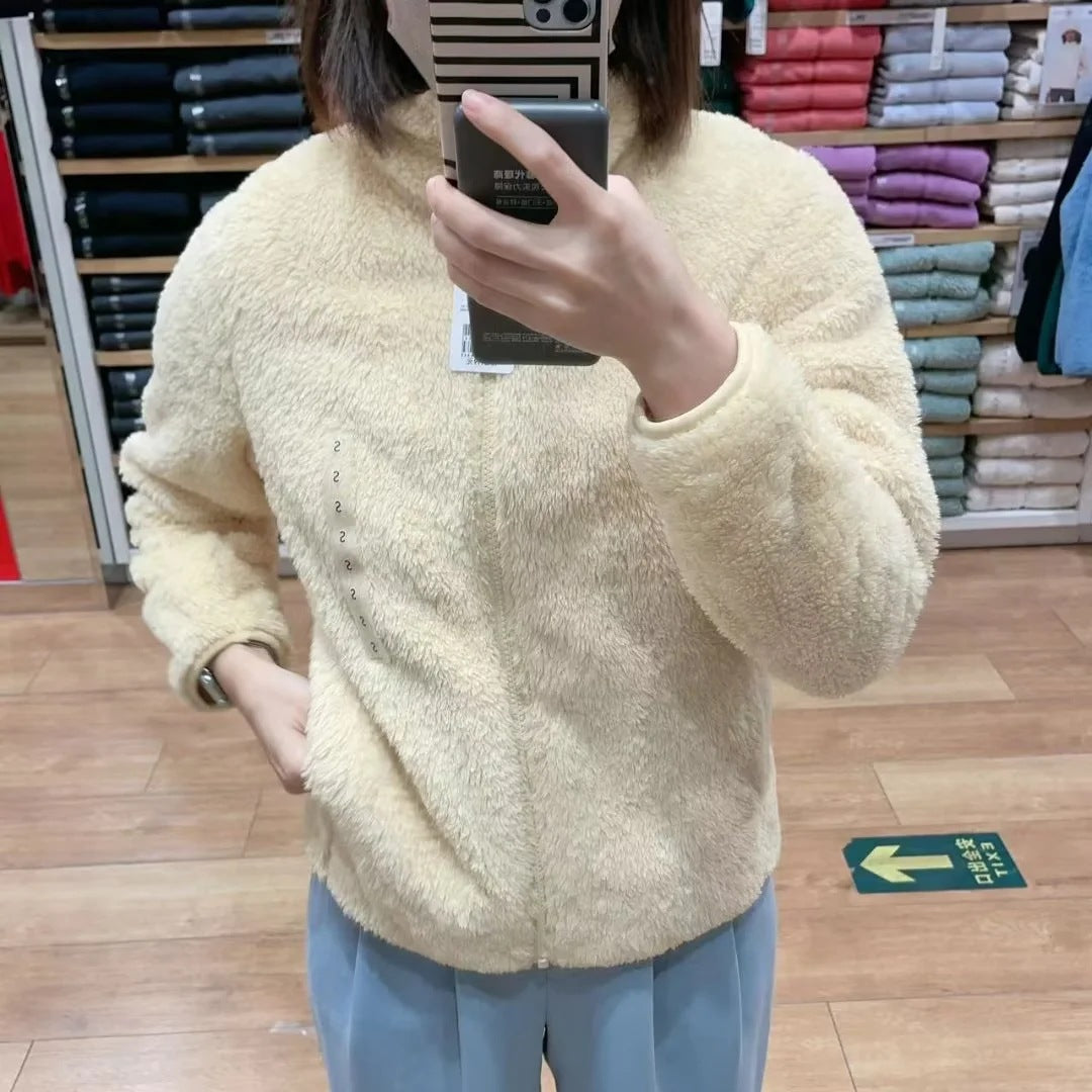 Damen Kuschelige Fleecejacke mit hohem Kragen und Reißverschluss Drune
