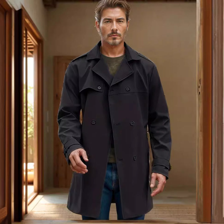 Herren modischer Trenchcoat mit praktischen Seitentaschen und abnehmbarem Innenfutter Drune