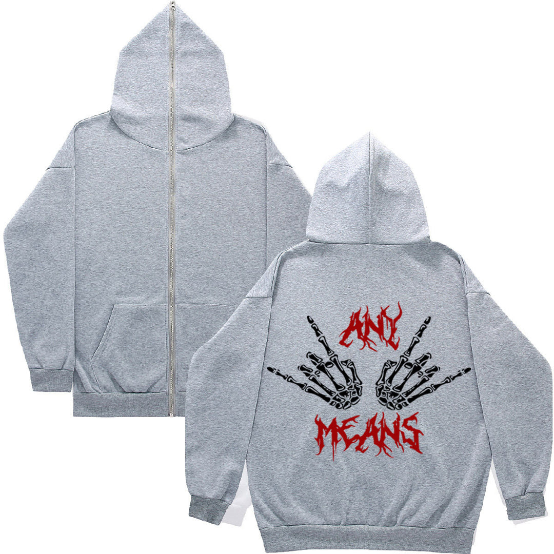 Damen Zip-Hoodie mit einzigartigem Skelett-Motiv und bequemem Schnitt Drune