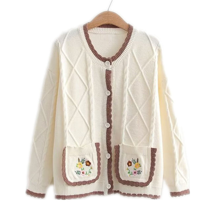 Damen Strickjacke mit Blumenmuster Drune