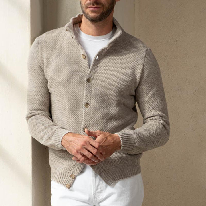 Herren Strickjacke mit strukturiertem Muster und klassischer Knopfleiste Drune