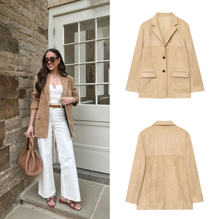 Damen elegante Wildlederjacke im modernen Schnitt Drune