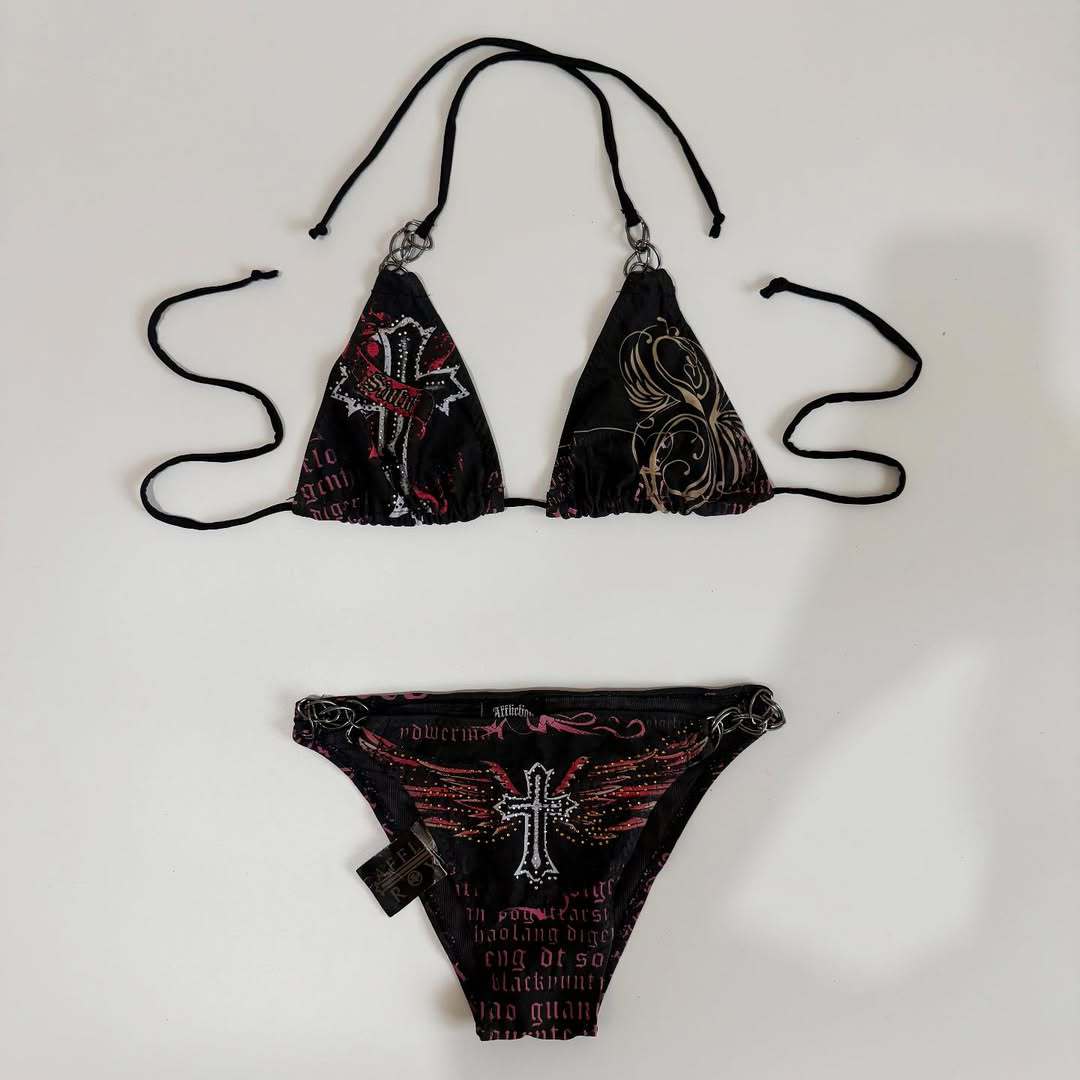 Damen Triangel-Bikini mit kreativem Muster Drune