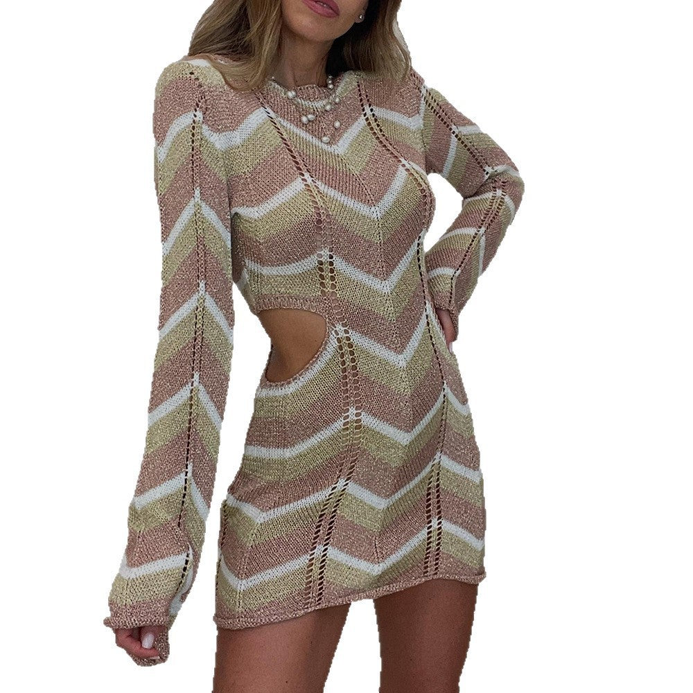 Damen gehäkeltes Strandkleid mit seitlichen Cut-Outs Drune