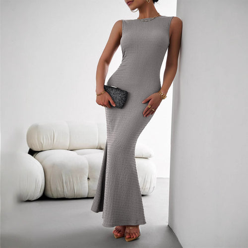 Damen figurbetontes Maxikleid mit elegantem Strukturdesign Drune