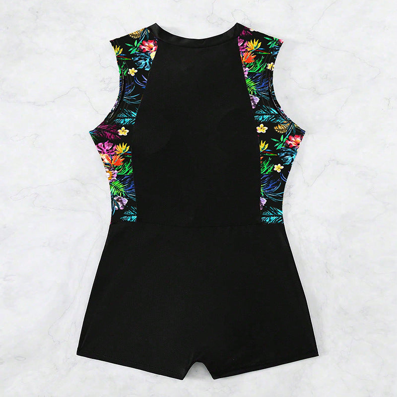 Damen Surfsuit mit floralem Muster und praktischem Reißverschluss Drune