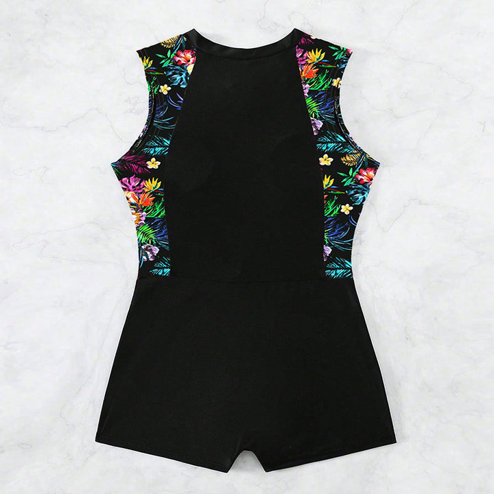Damen Sportlicher Neopren-Einteiler mit floralem Design Drune