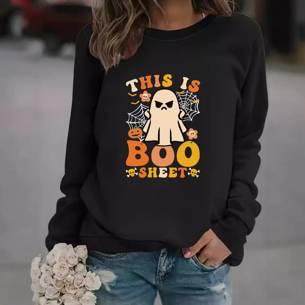 Damen Sweatshirt mit herbstlichem Geist-Print und lässigem Schnitt Drune