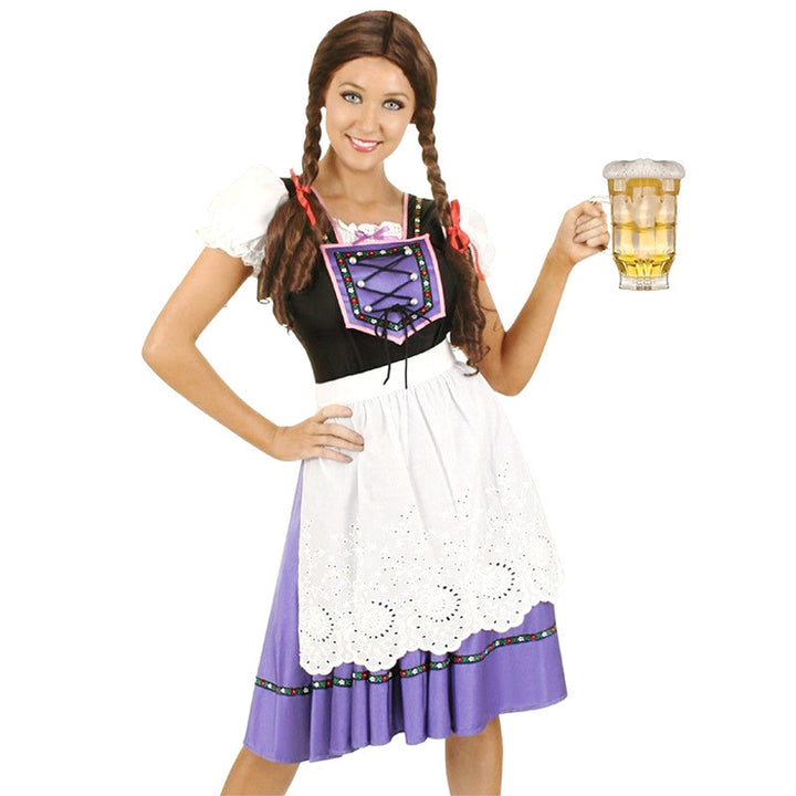 Damen nan traditionelles Dirndlkleid mit bestickter Schürze und Schnürmieder Drune