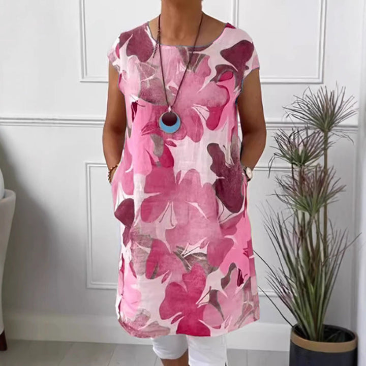 Damen Leichtes Strandkleid mit floralem Muster und Taschen Drune
