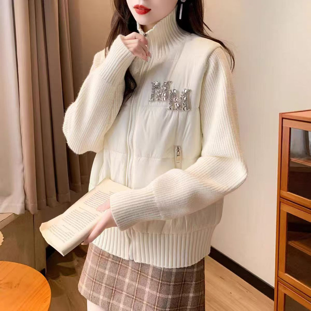 Damen Steppweste mit eleganten Strickärmeln Drune