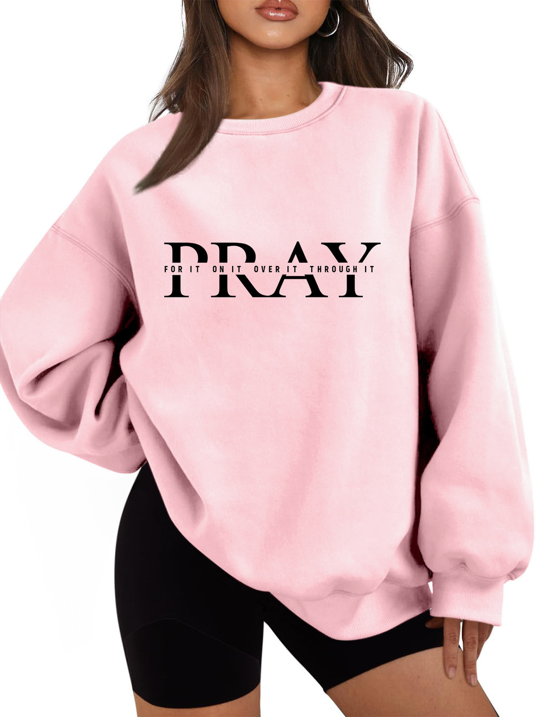 Damen Sweatshirt mit oversized Schnitt und inspirierendem Aufdruck Drune