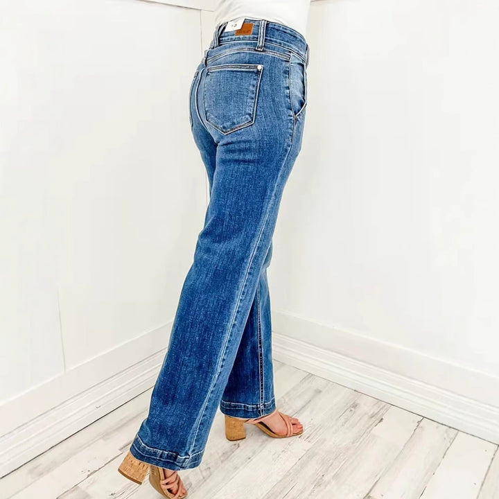 Damen Weite High-Waist Jeans mit komfortablem Schnitt Drune