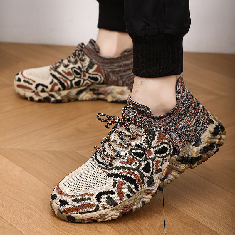 Unisex nan gestrickter Sockensneaker mit tarnmotivierter, stoßdämpfender Profilsohle Drune