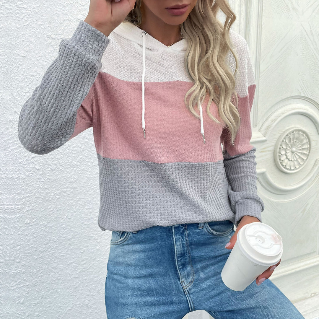 Damen Freizeit Hoodie mit strukturiertem Material und modischem Farbblockdesign Drune