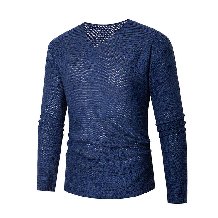 Herren modisches V-Ausschnitt-Strickpullover aus atmungsaktivem Material Drune