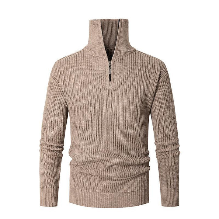 Herren nan strukturierter Halbzip-Pullover mit hohem Kragen, robuster Rippstruktur und elastischen Bündchen Drune