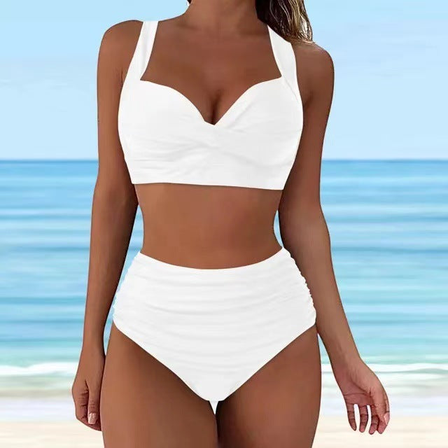 Damen Hochtailliertes Bikini-Set mit eleganter Faltenoptik Drune