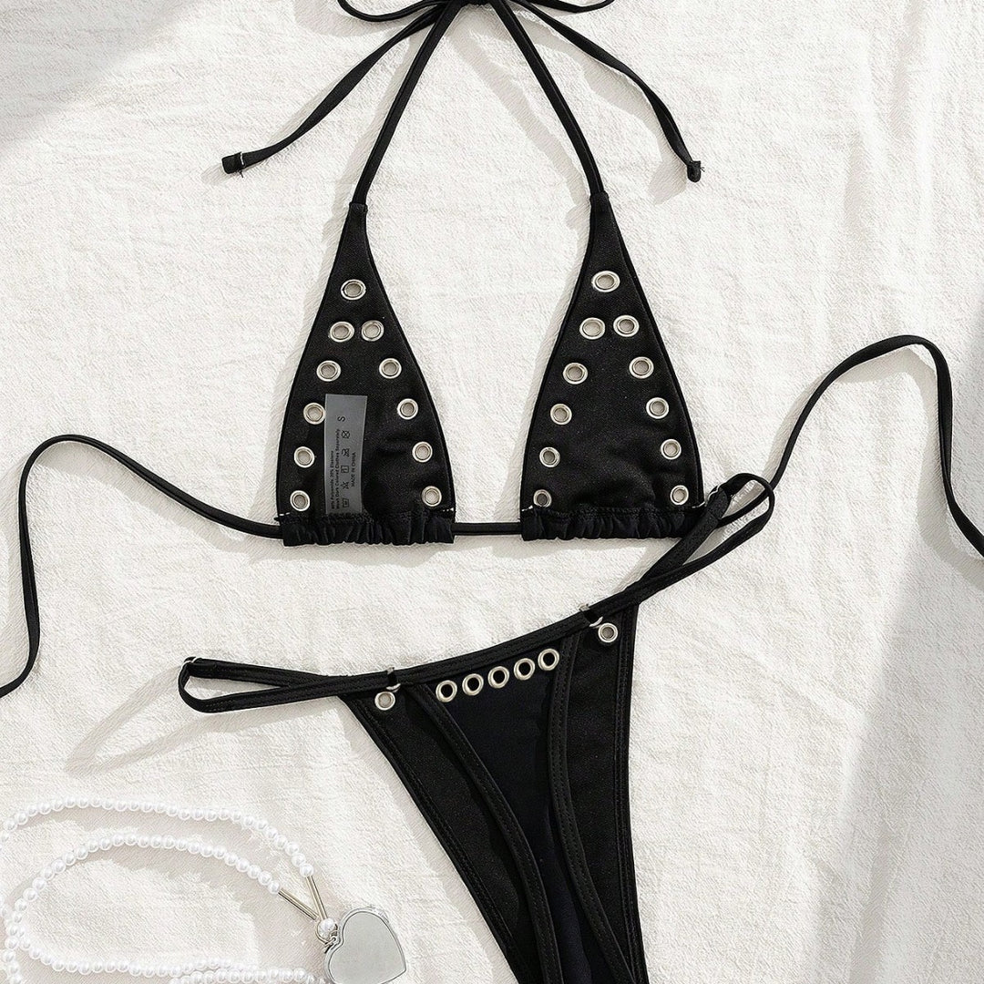 Damen Triangel-Bikini-Set mit glamourösen Zier-Details Drune