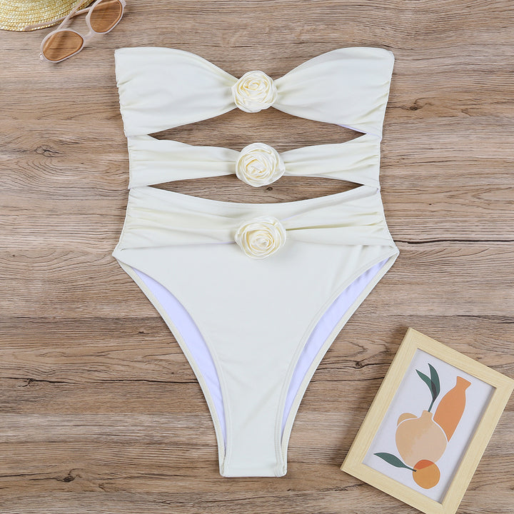 Damen Eleganter Monokini mit floralem Design und Cut-Out-Details Drune