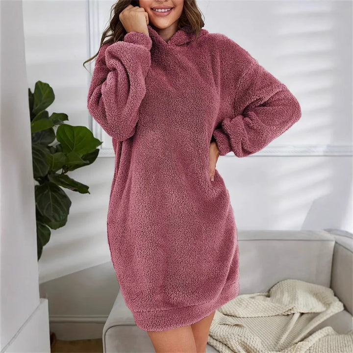 Damen Kuscheliges Hoodie-Kleid Drune