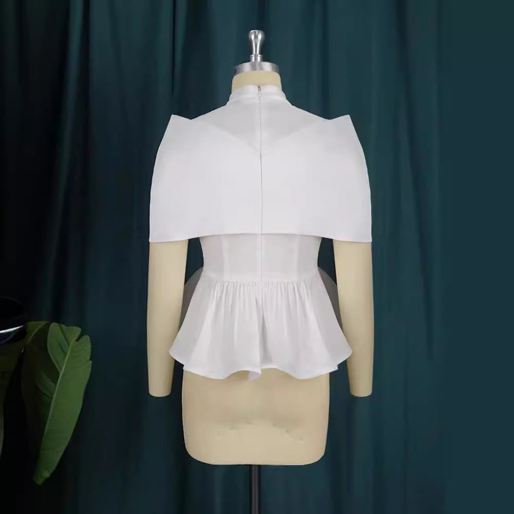 Damen elegante Peplum-Bluse mit transparenten Details Drune