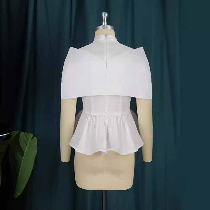 Damen elegante Peplum-Bluse mit transparenten Details Drune