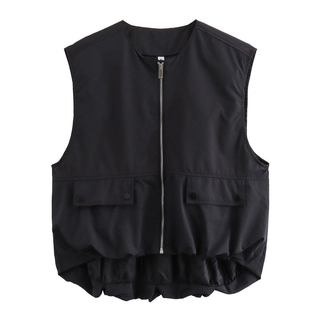 Damen Steppweste mit hohen Taschen und Gummizug Drune