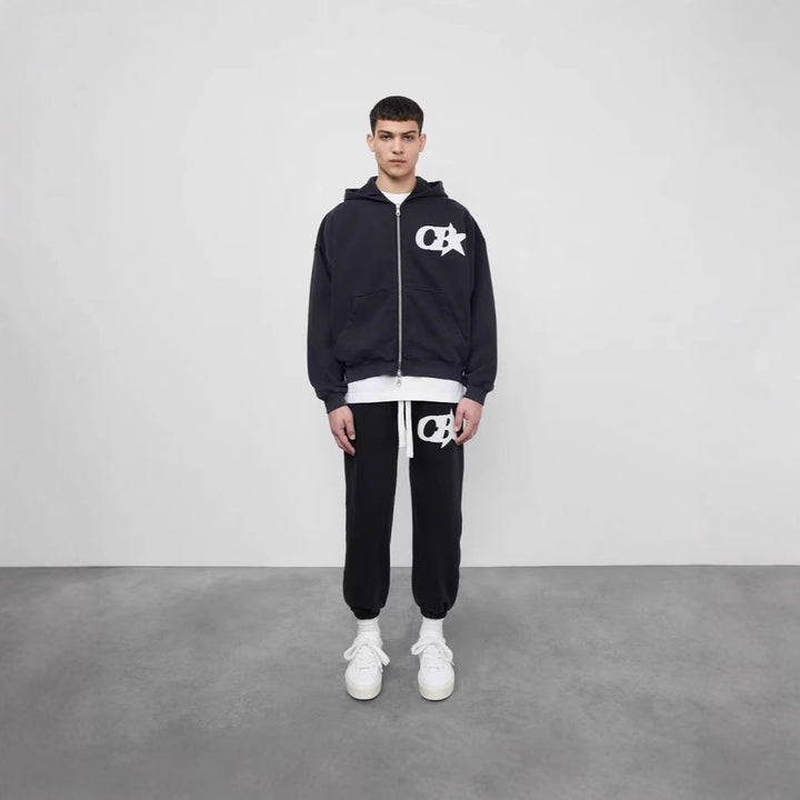 Herren Kapuzensweatjacke mit stylischem Logo und bequemen Bund Drune