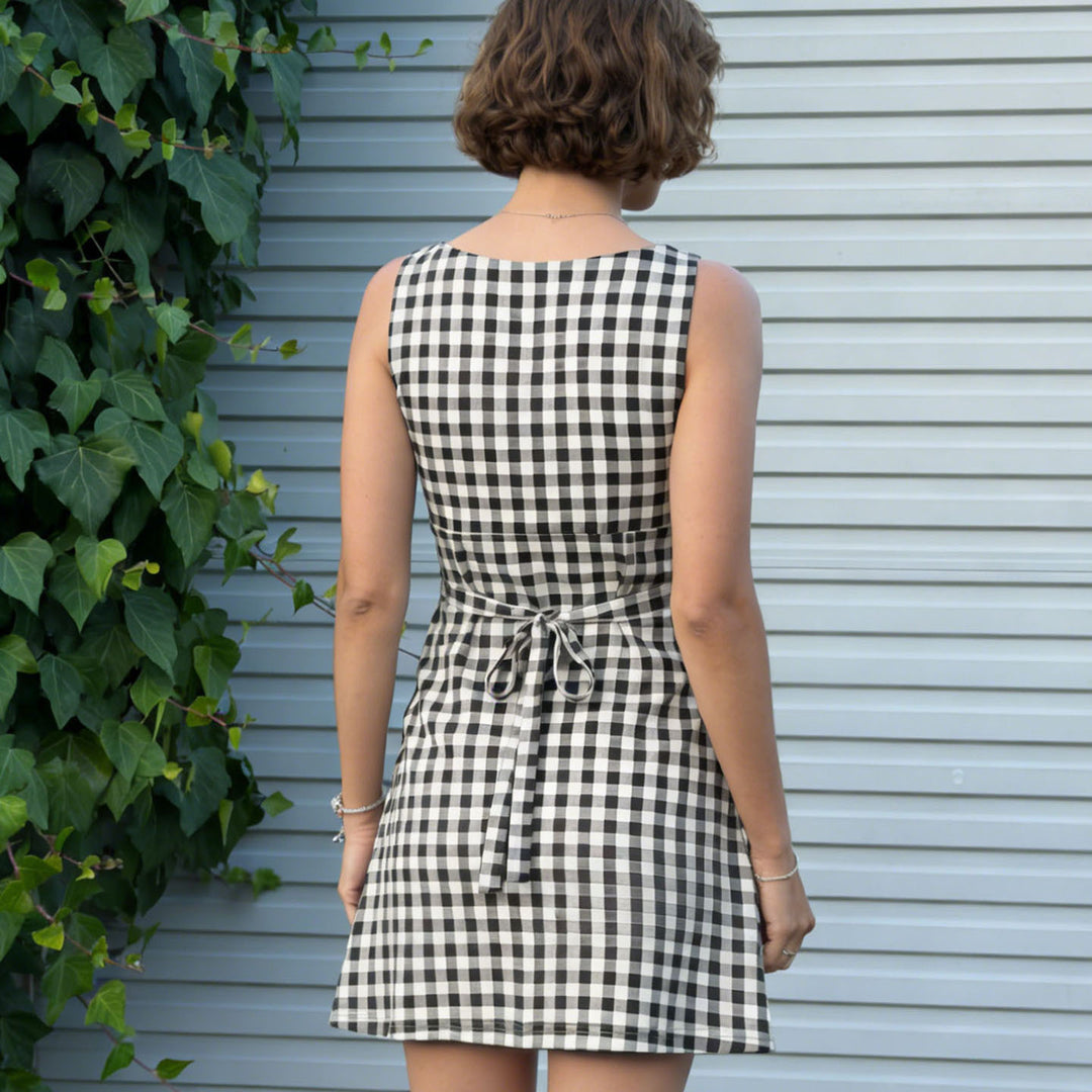 Damen Vichy-Kleid mit femininen Rüschen und schmeichelndem Schnitt Drune