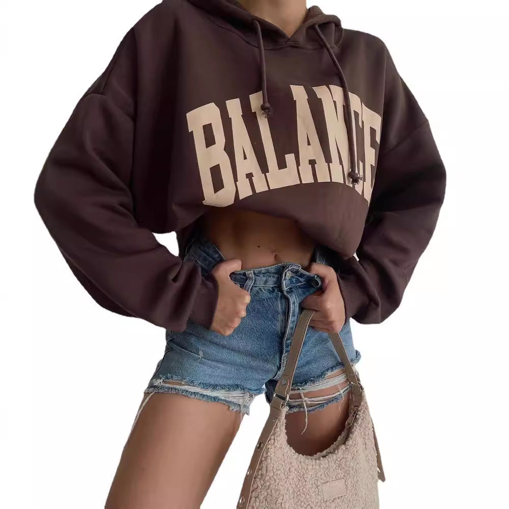 Damen Oversized Kapuzenpullover mit auffälligem Logo Drune