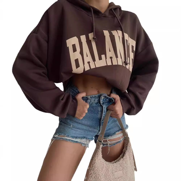 Damen Oversized Kapuzenpullover mit auffälligem Logo Drune
