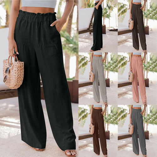 Damen Weite Palazzo-Hose mit elastischem Bund und praktischen Taschen Drune