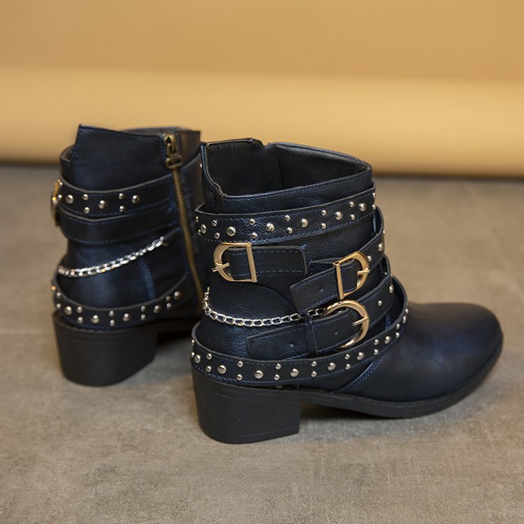 Damen Stiefeletten mit modischem Riemen-Design und dekorativen Akzenten Drune